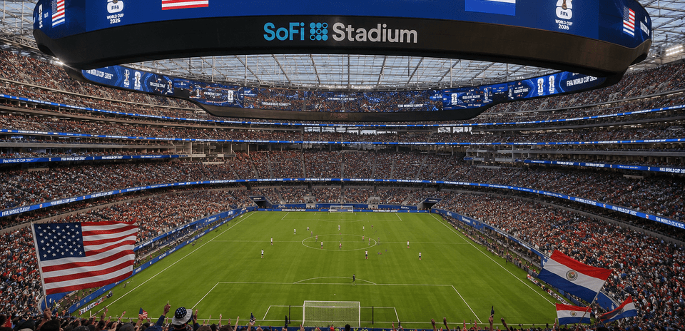 Crowd cheering at USA vs Paraguay match
