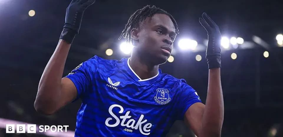 Player celebrating a goal for Everton during match