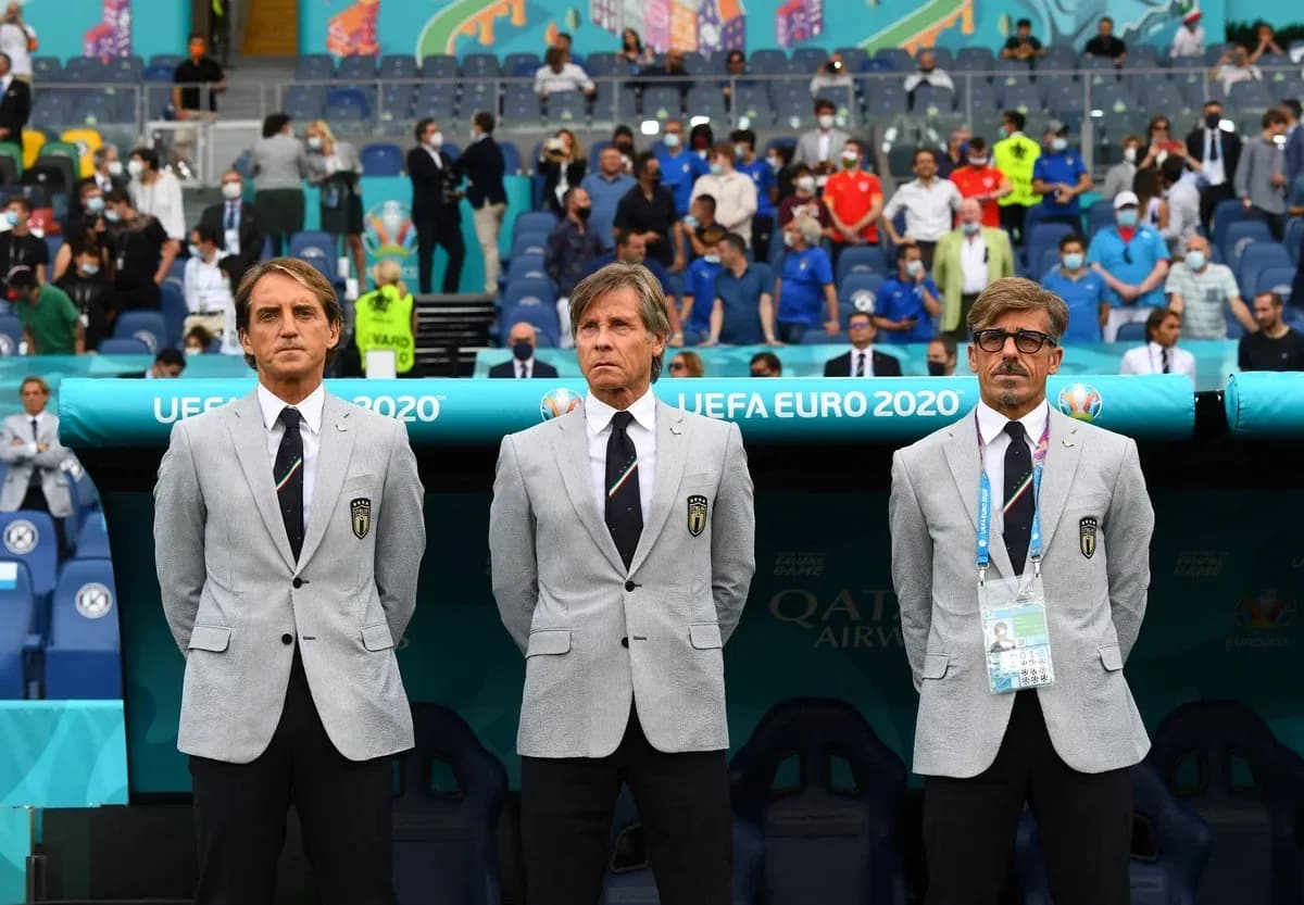 Coaching staff standing on the sidelines during match