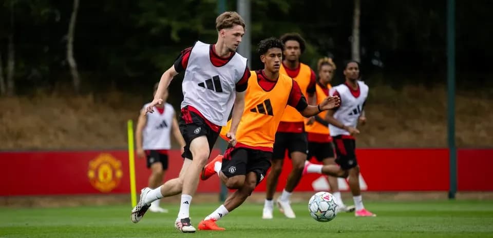 Players training at Manchester United training ground