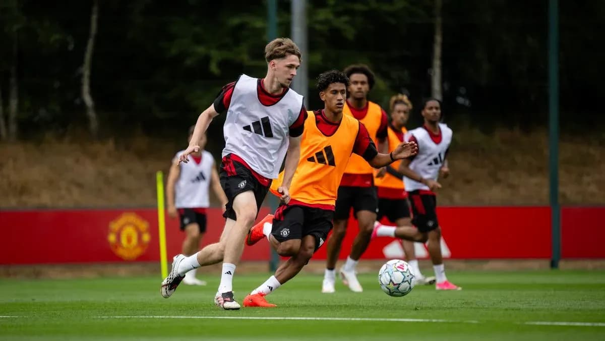 Players training at Manchester United training ground