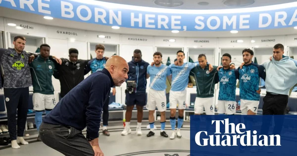 Manager addressing team in locker room before match