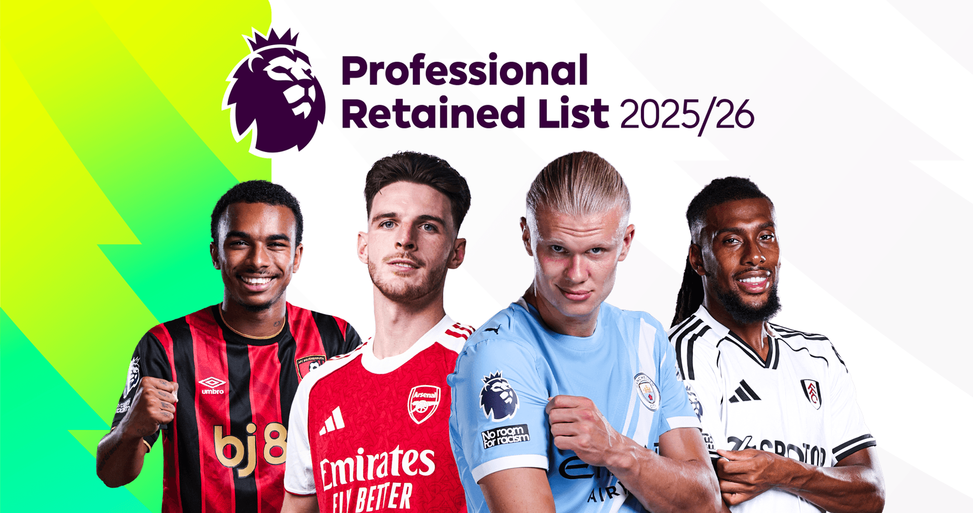Four football players posing for Premier League promotional image