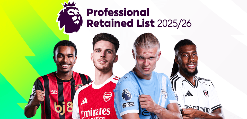 Four football players posing for Premier League promotional image