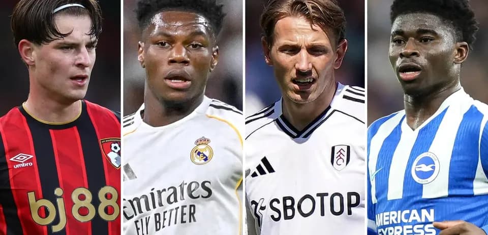 Four football players in their club kits