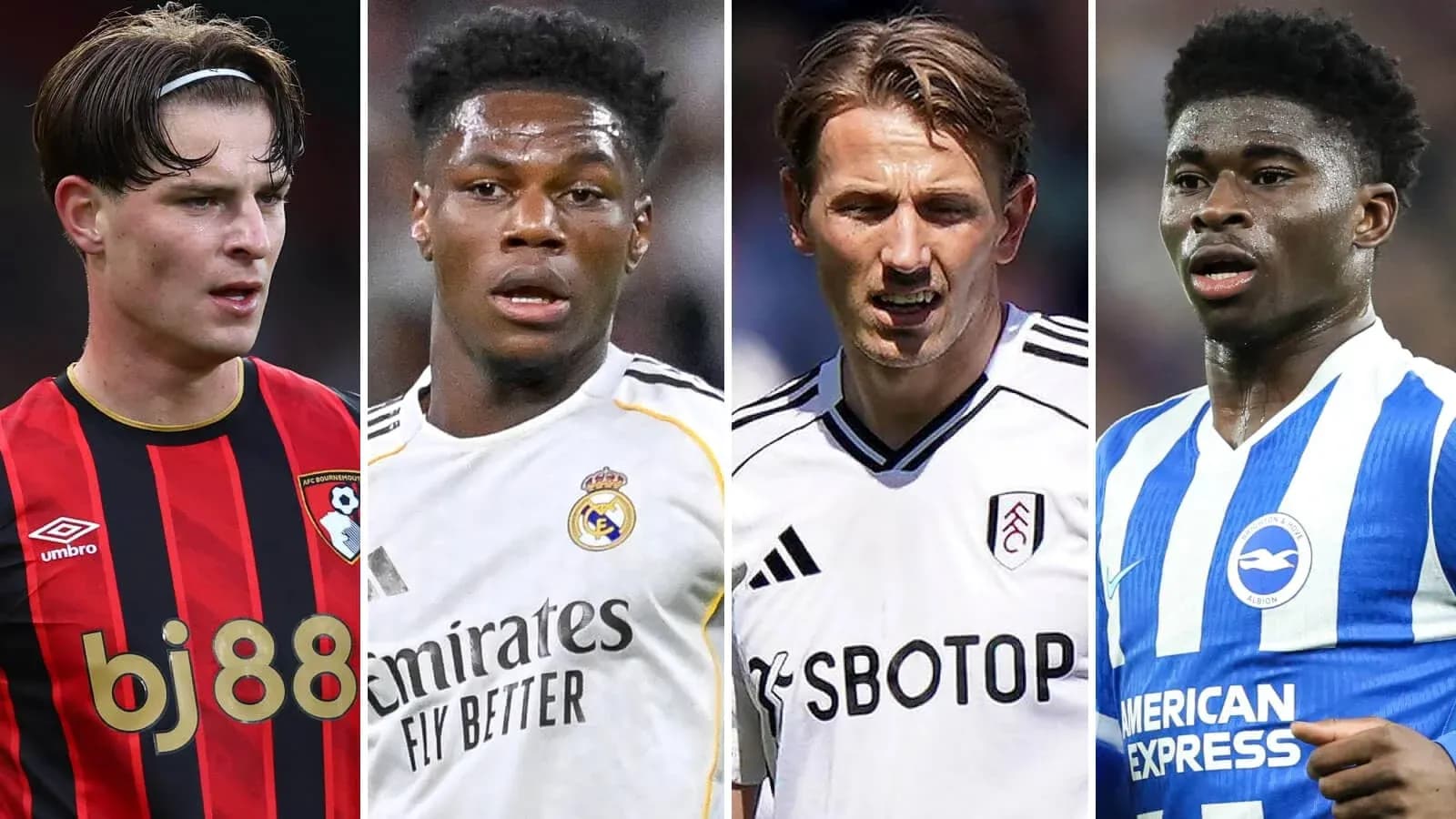 Four football players in their club kits