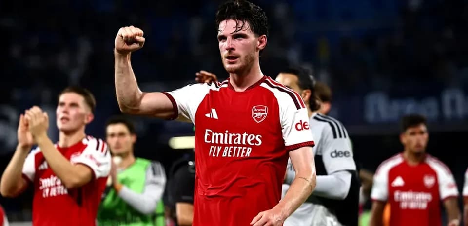 Arsenal player celebrating after match victory