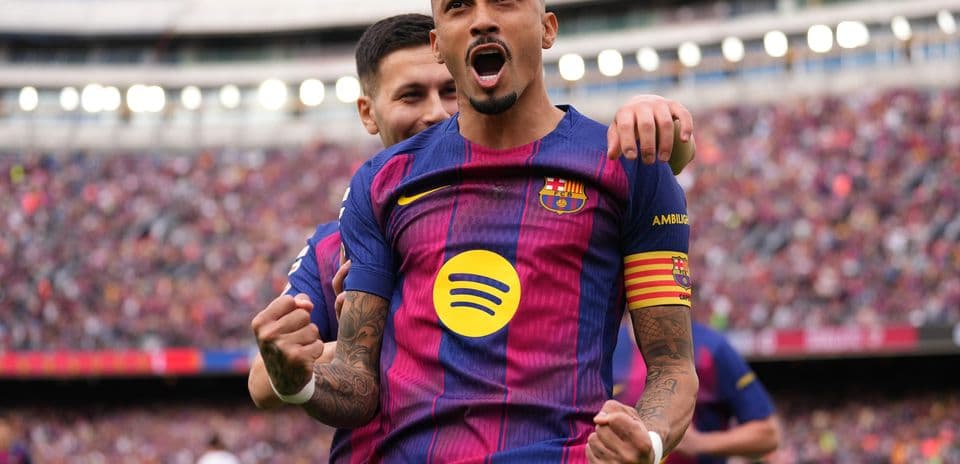 Barcelona player celebrating a goal in La Liga