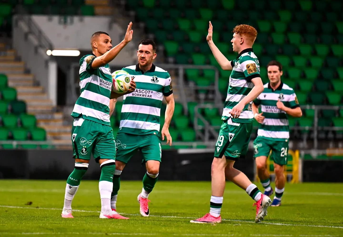 Shamrock Rovers players celebrating a goal