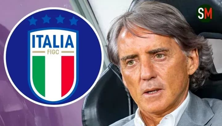 Italy national team coach with Italy logo background