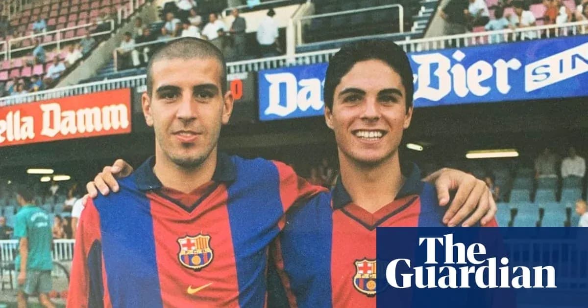 Two players posing in FC Barcelona jerseys