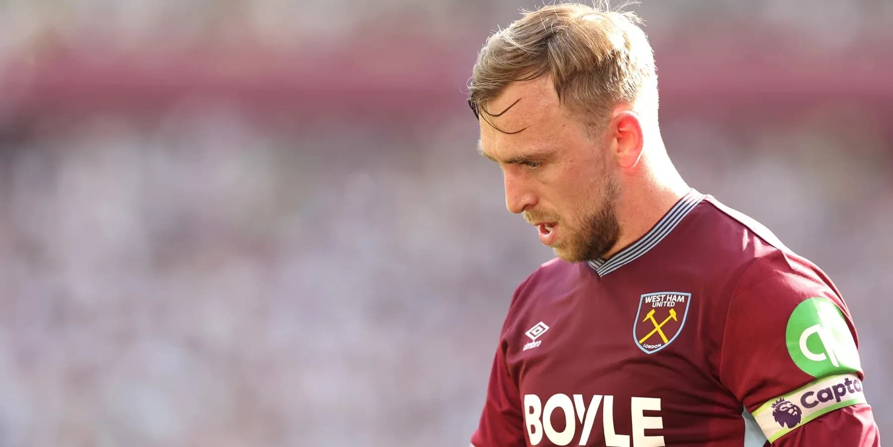West Ham player during match against Leeds