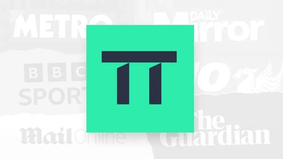 Logo of a sports news platform on background