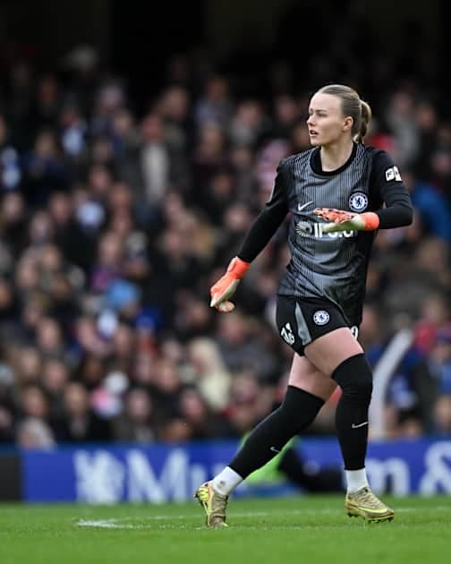 Chelsea goalkeeper in action during a match