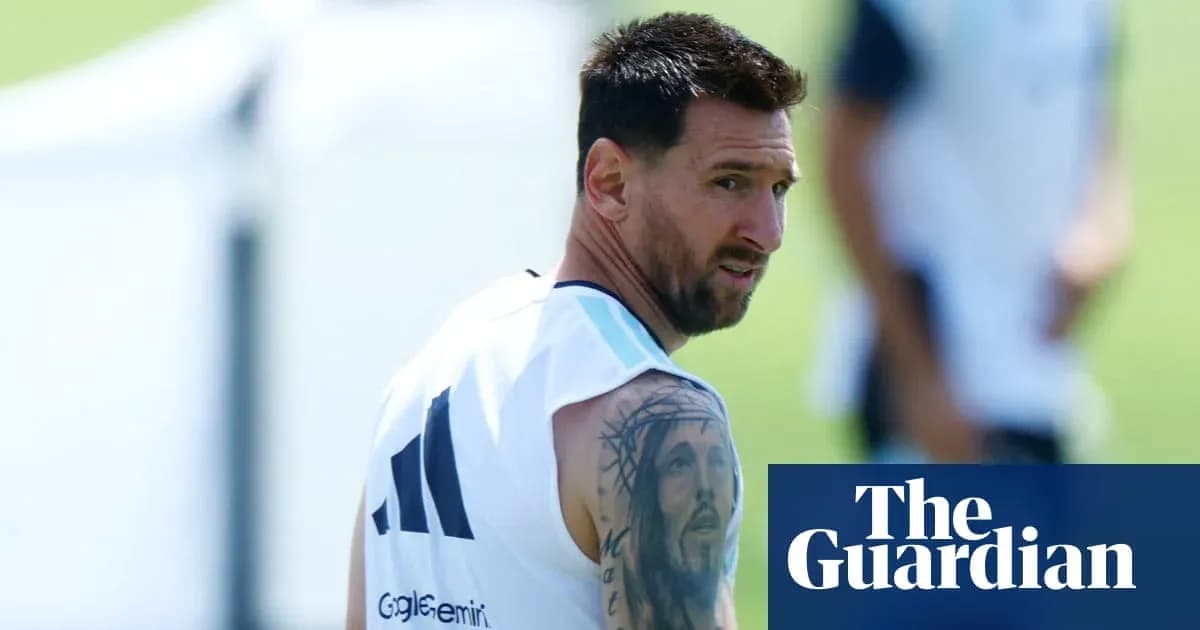 Lionel Messi during a training session outdoors