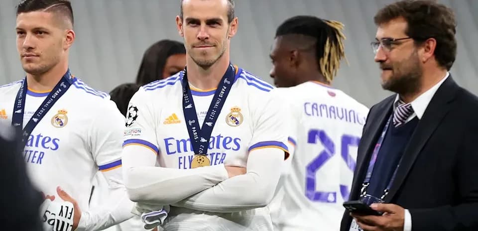 Real Madrid players with medals after Champions League victory