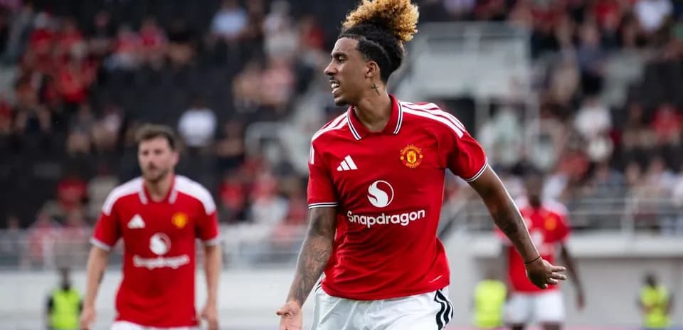 Manchester United player celebrating during match