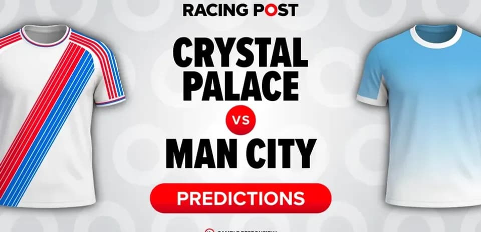 Crystal Palace and Man City jerseys with predictions text