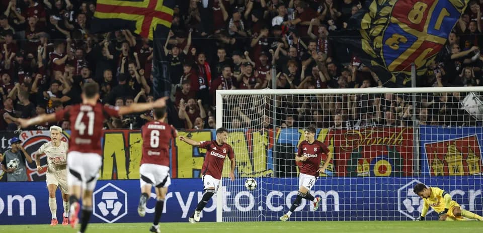 Players celebrating goal during Red Bull Salzburg match