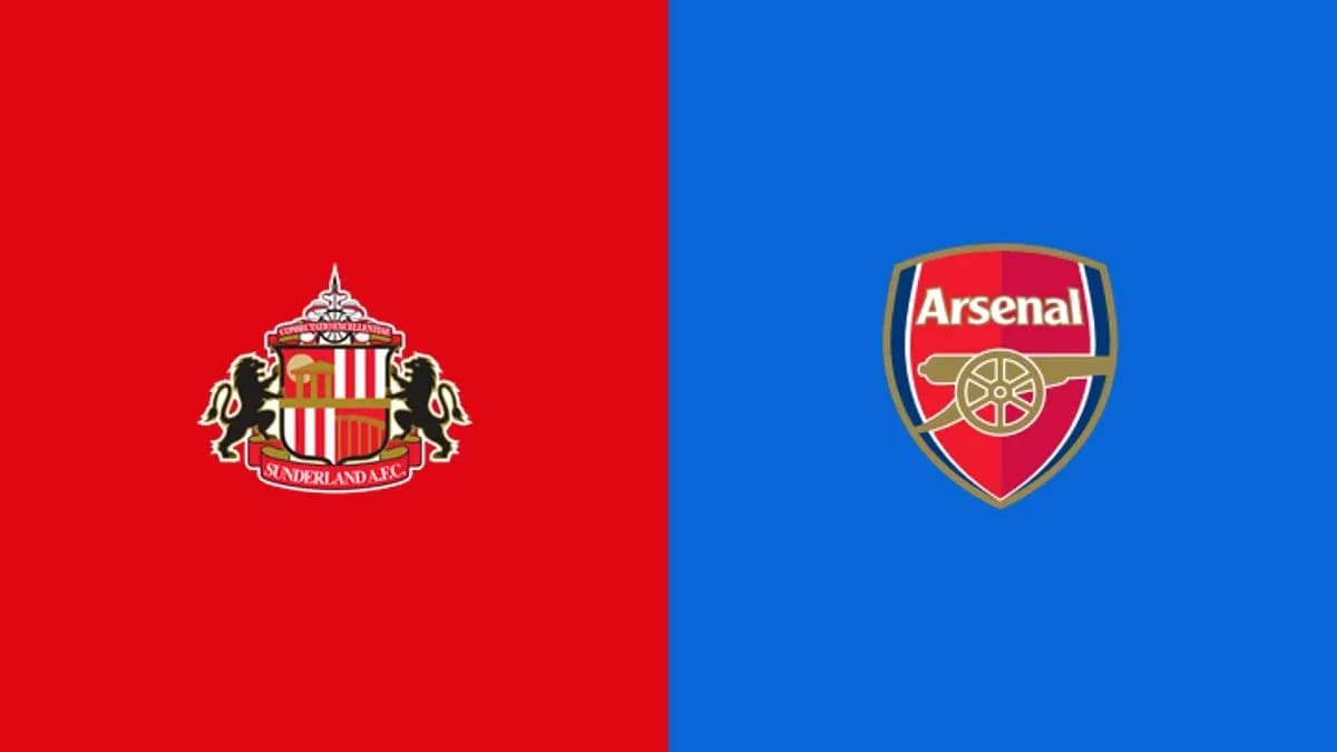 Logos of Sunderland and Arsenal on colored backgrounds