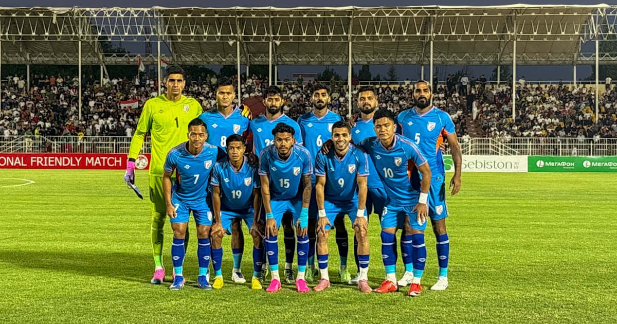 India national football team posing for team photo