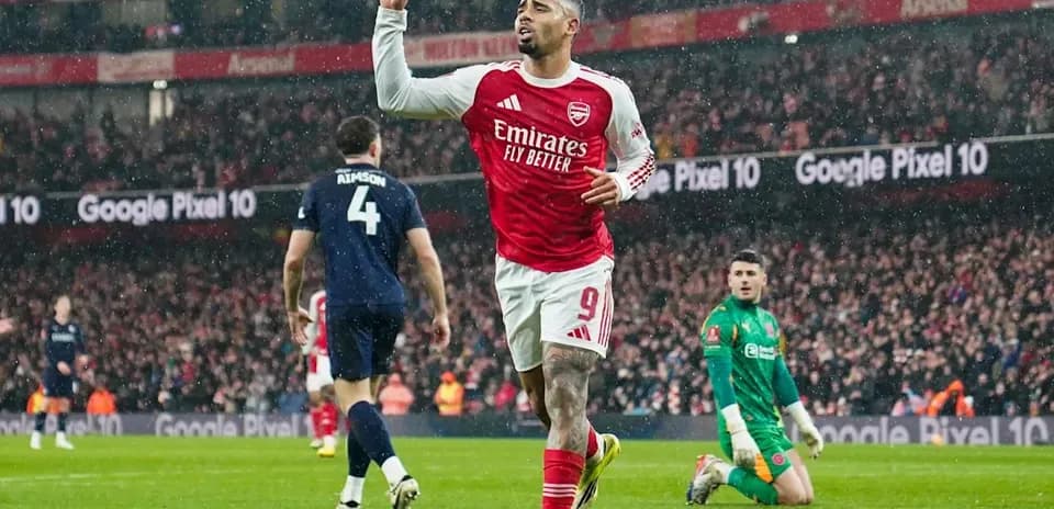 Arsenal player celebrating a goal during match