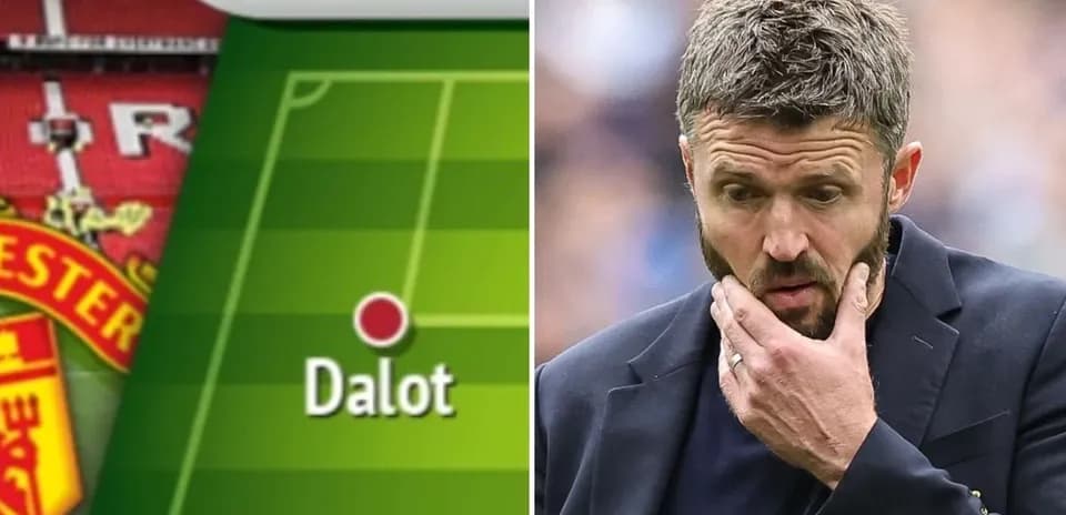 Tactical board showing Dalot's position for Manchester United