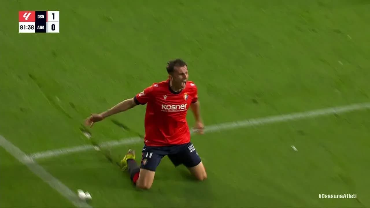 Osasuna player celebrating after scoring a goal