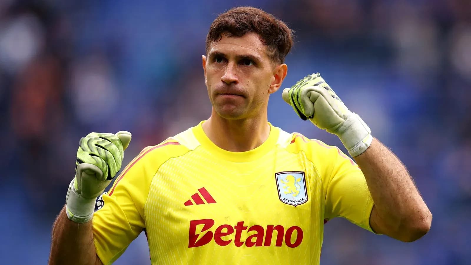 Goalkeeper celebrating in Aston Villa kit