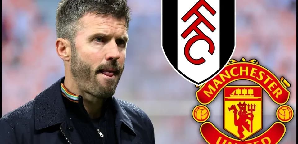 Coach in front of Fulham and Manchester United logos