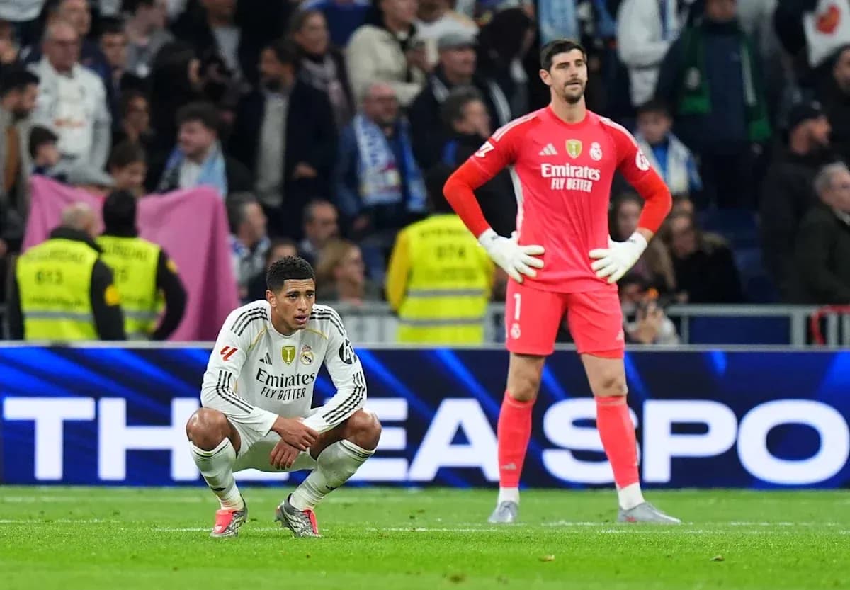 Real Madrid players reacting during a match