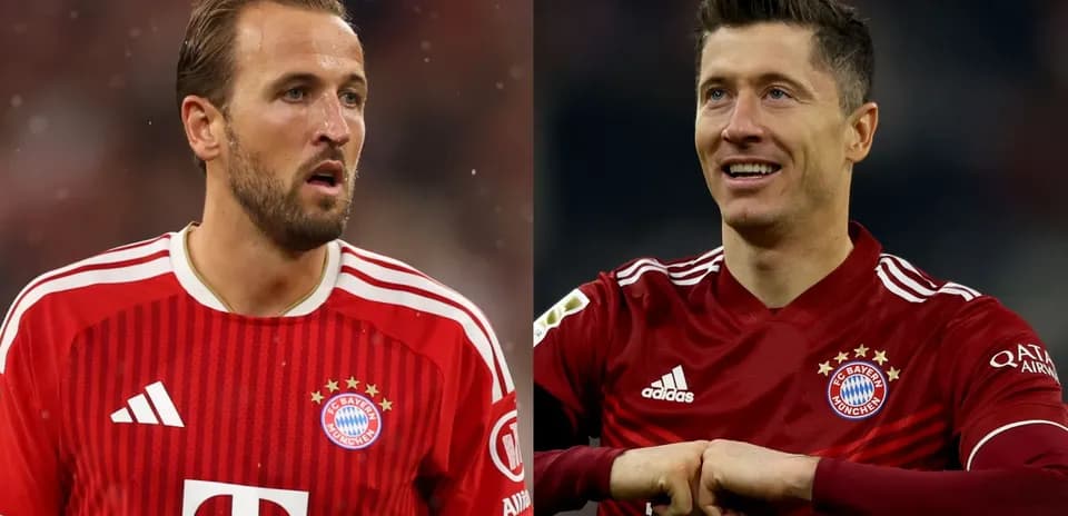 Harry Kane and Robert Lewandowski in Bayern Munich jerseys