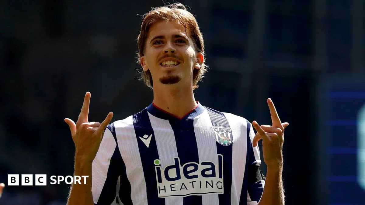 Player celebrating goal in West Bromwich Albion jersey