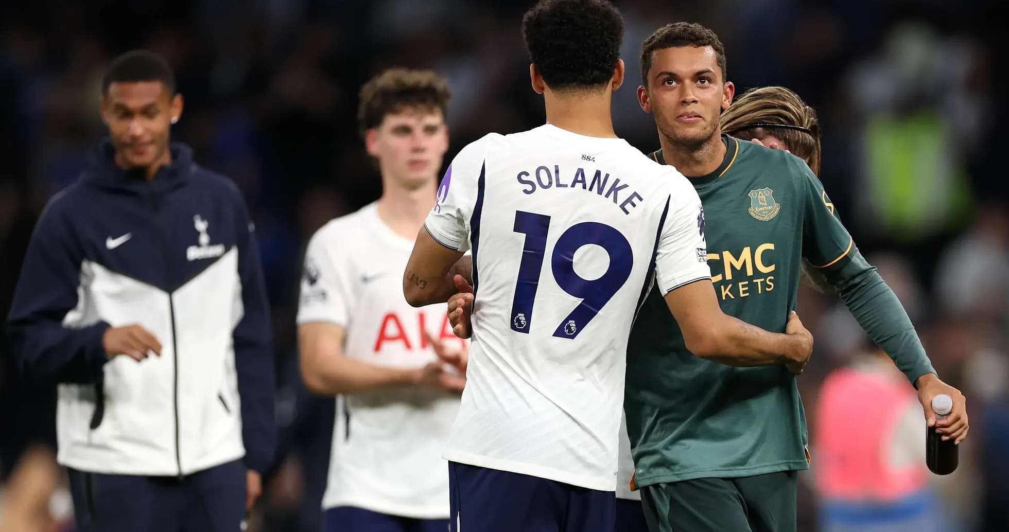 Players shaking hands after Tottenham Everton match