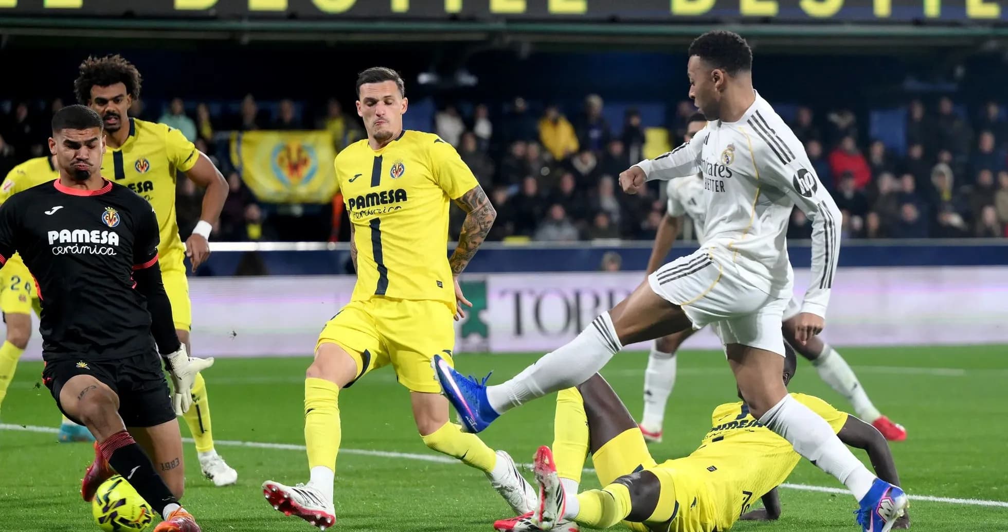 Real Madrid player in action against Villarreal