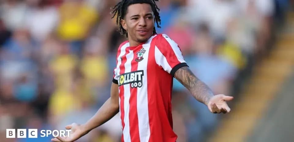 Southampton player gesturing during match on field