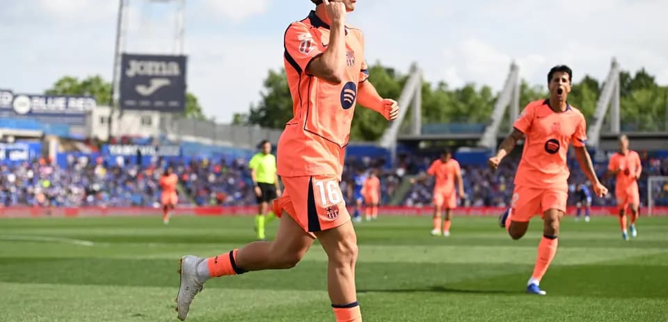 Barcelona player celebrating after scoring goal