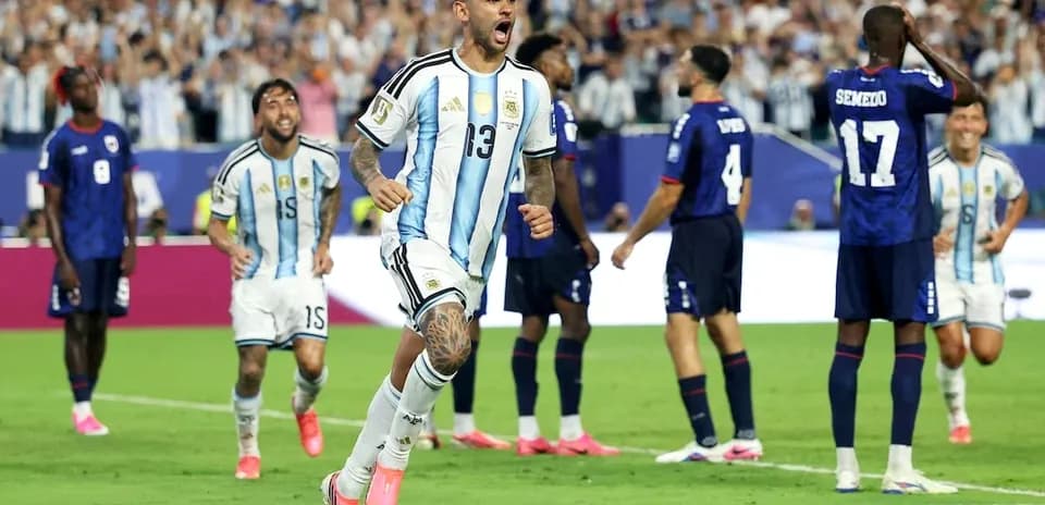 Argentina player celebrating a goal during match