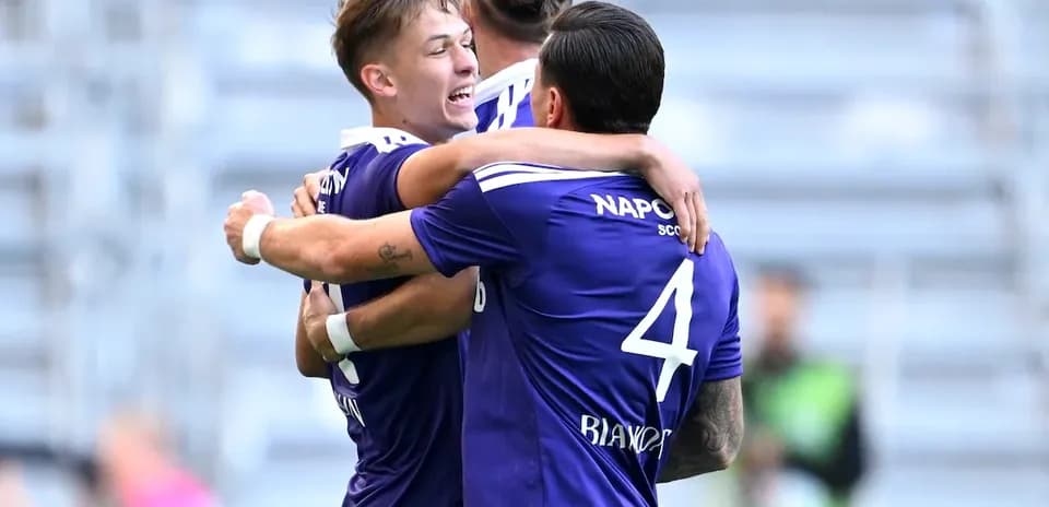 Anderlecht players celebrating a goal during match