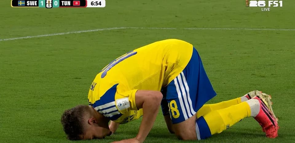 Sweden player celebrating during World Cup match