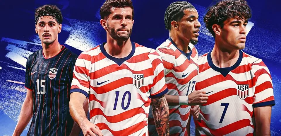 Four US soccer players in team jerseys