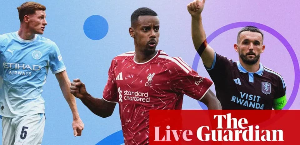 Three football players in team kits on colorful background