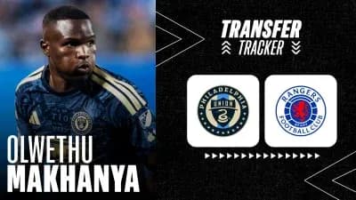 Olwethu Makhanya with team logos for transfer news