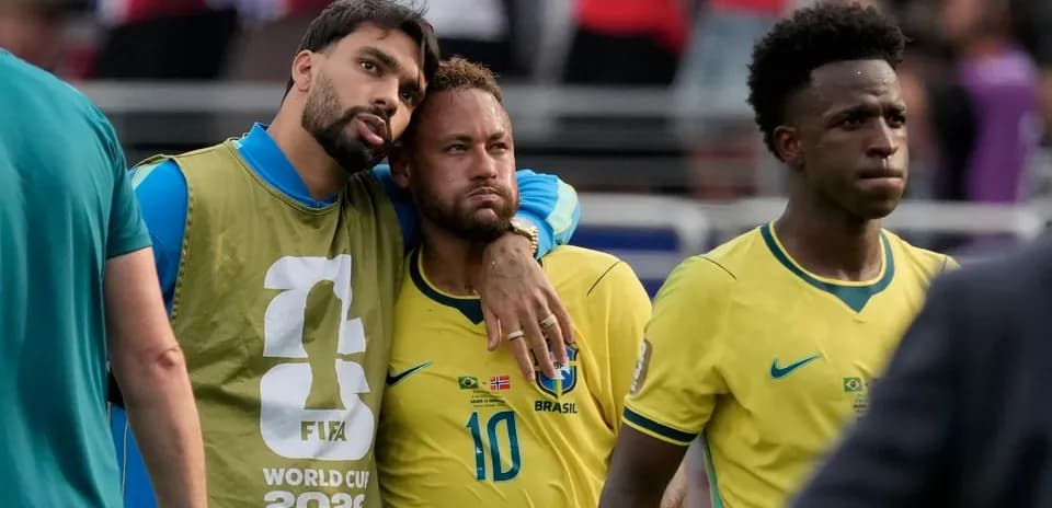 Brazilian players walking off after a match