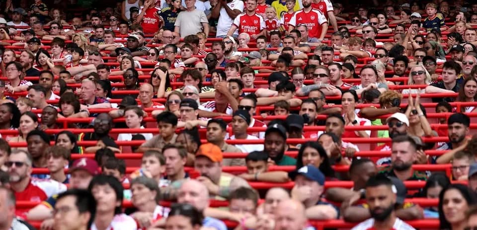 Crowd of fans watching a match at the stadium