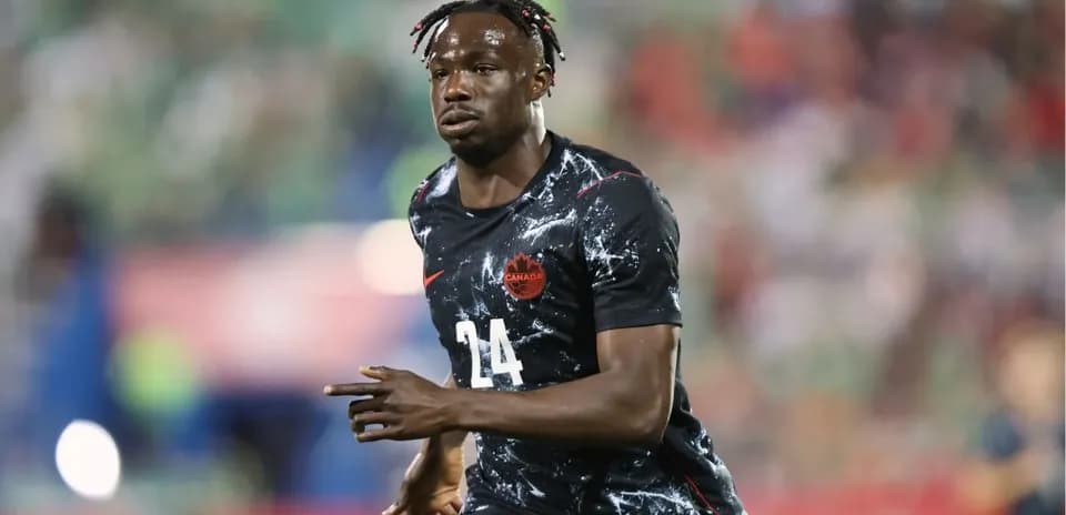 Player wearing Canada jersey during match action