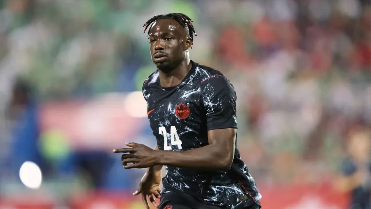 Player wearing Canada jersey during match action