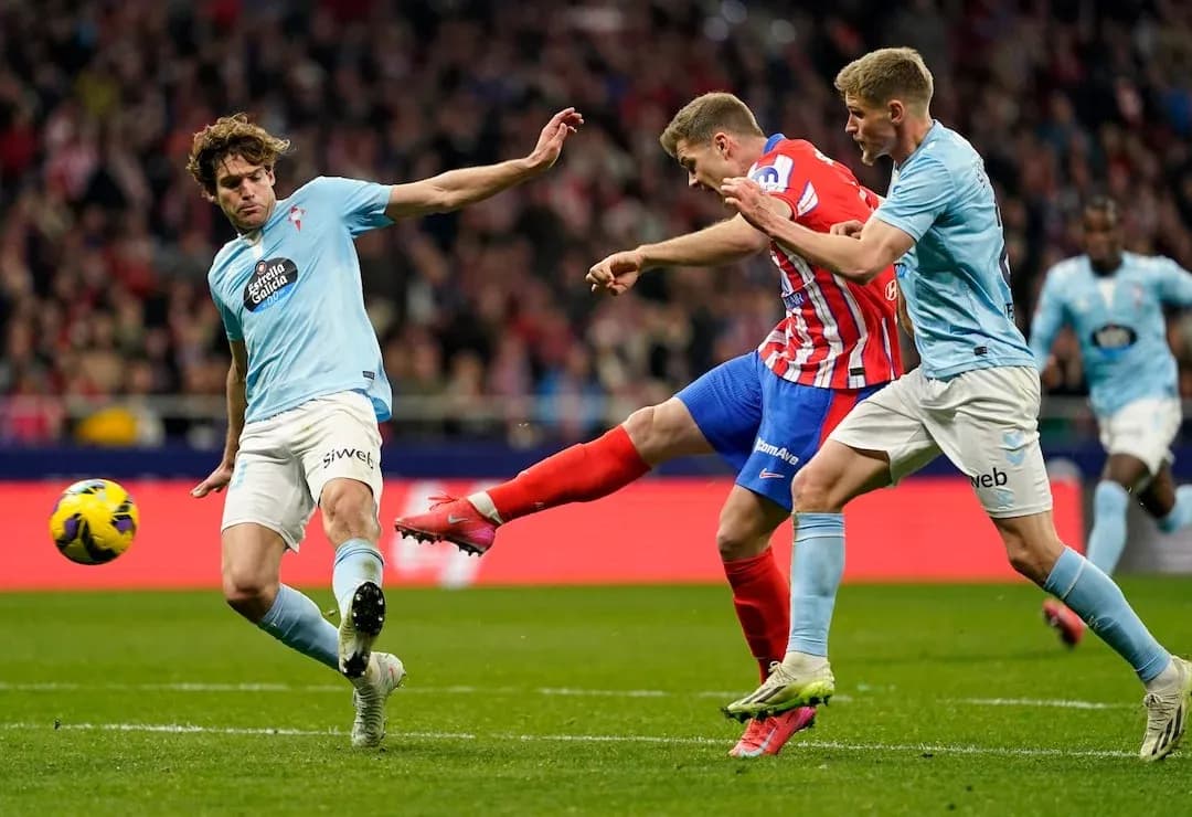 Atletico Madrid player shoots during match