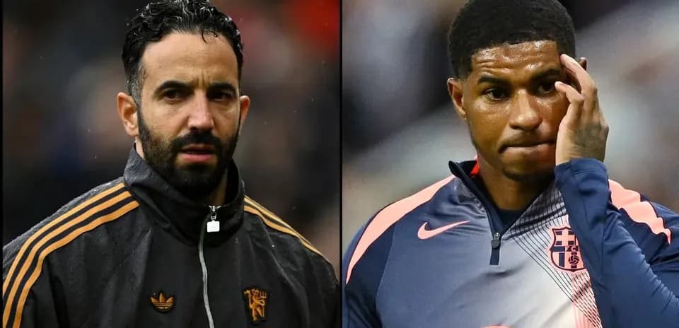 Two football players in training gear looking serious