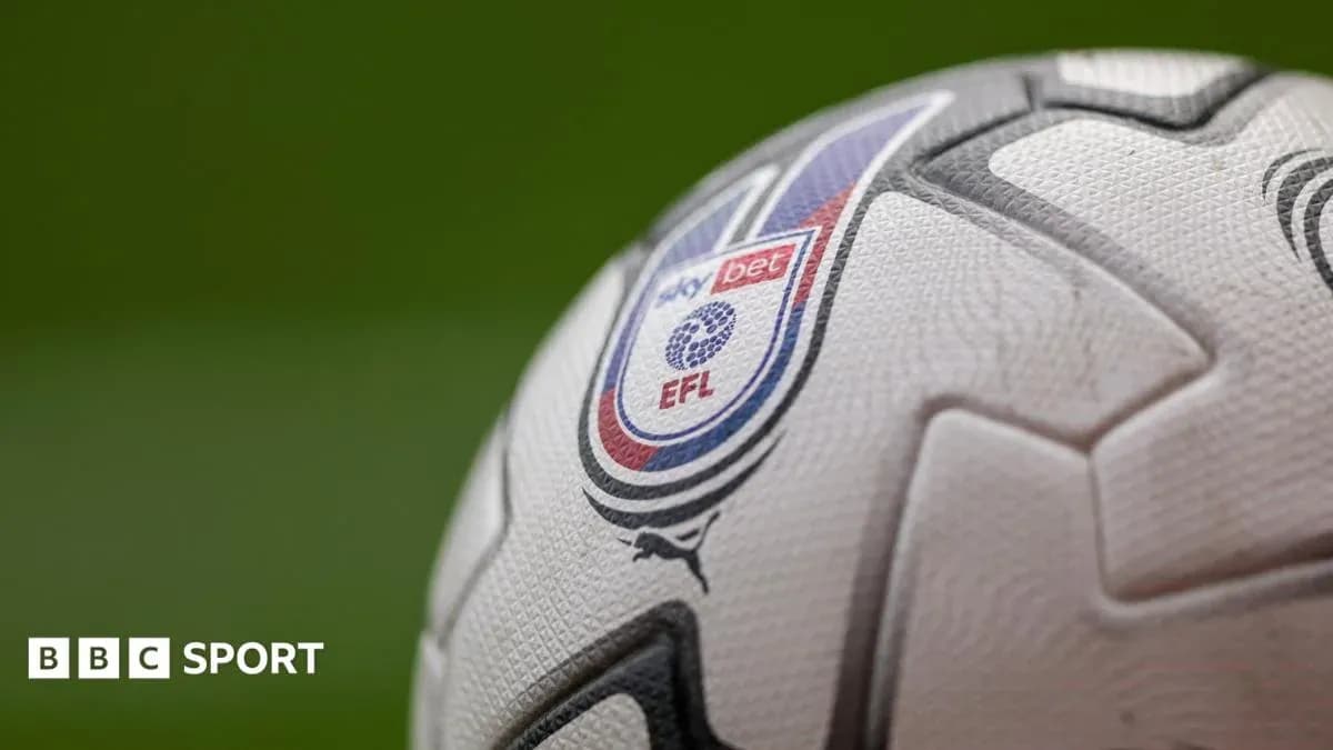 Close-up of a football with EFL logo